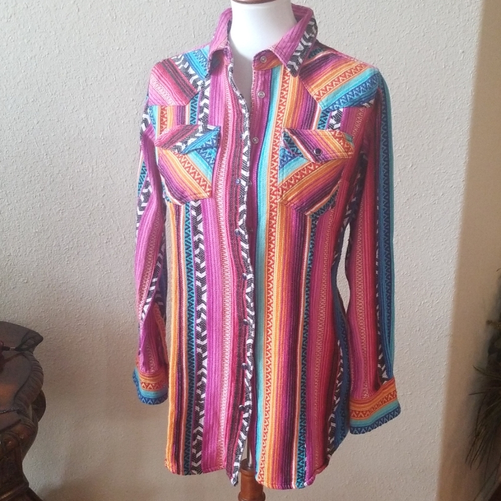 NWOT Crazy Train button up top